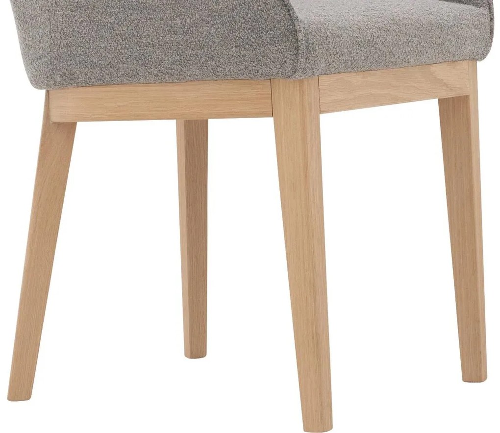 Goossens Eetkamerstoel Koncept lichtgrijs stof met armleuning, modern design