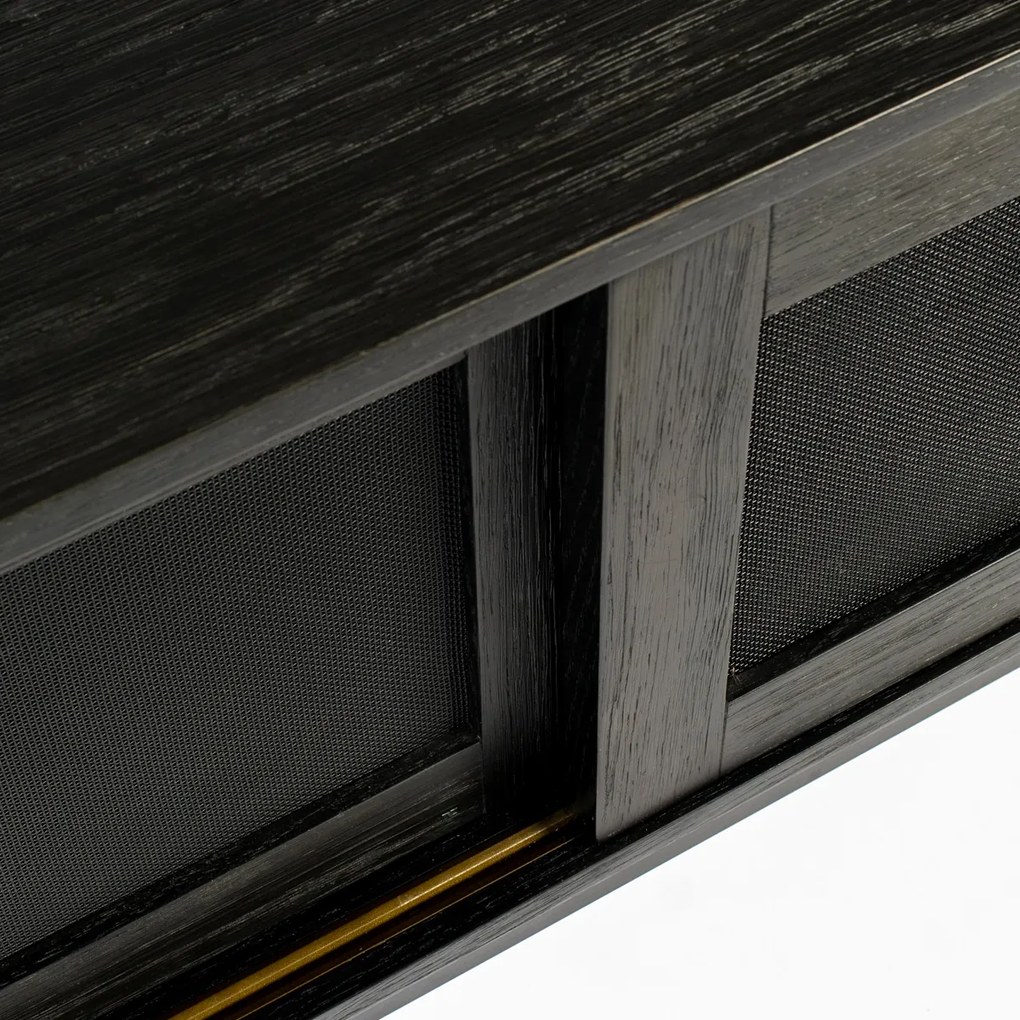 Zuiver Hardy Tv-meubel Met Schuifdeuren Zwart - 160x45x60cm.