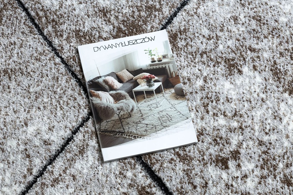 Tapijt modern COZY 8872 Wall, geometrisch , drieho - Structureel, twee poolhoogte , bruin