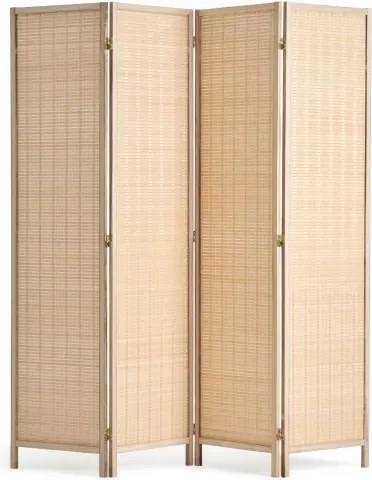 VEVOR 4-delig handgeweven bamboe privacyscherm, opvouwbare kamerverdeler met scharnieren, draagbare en vrijstaande kamerverdeler voor kamerverdeling, woonkamer, slaapkamer, natuurlijk