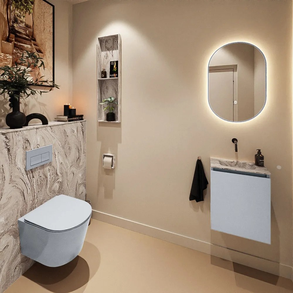 Mondiaz Ture DLux toiletmeubel 40cm clay met wastafel glace midden zonder kraangat