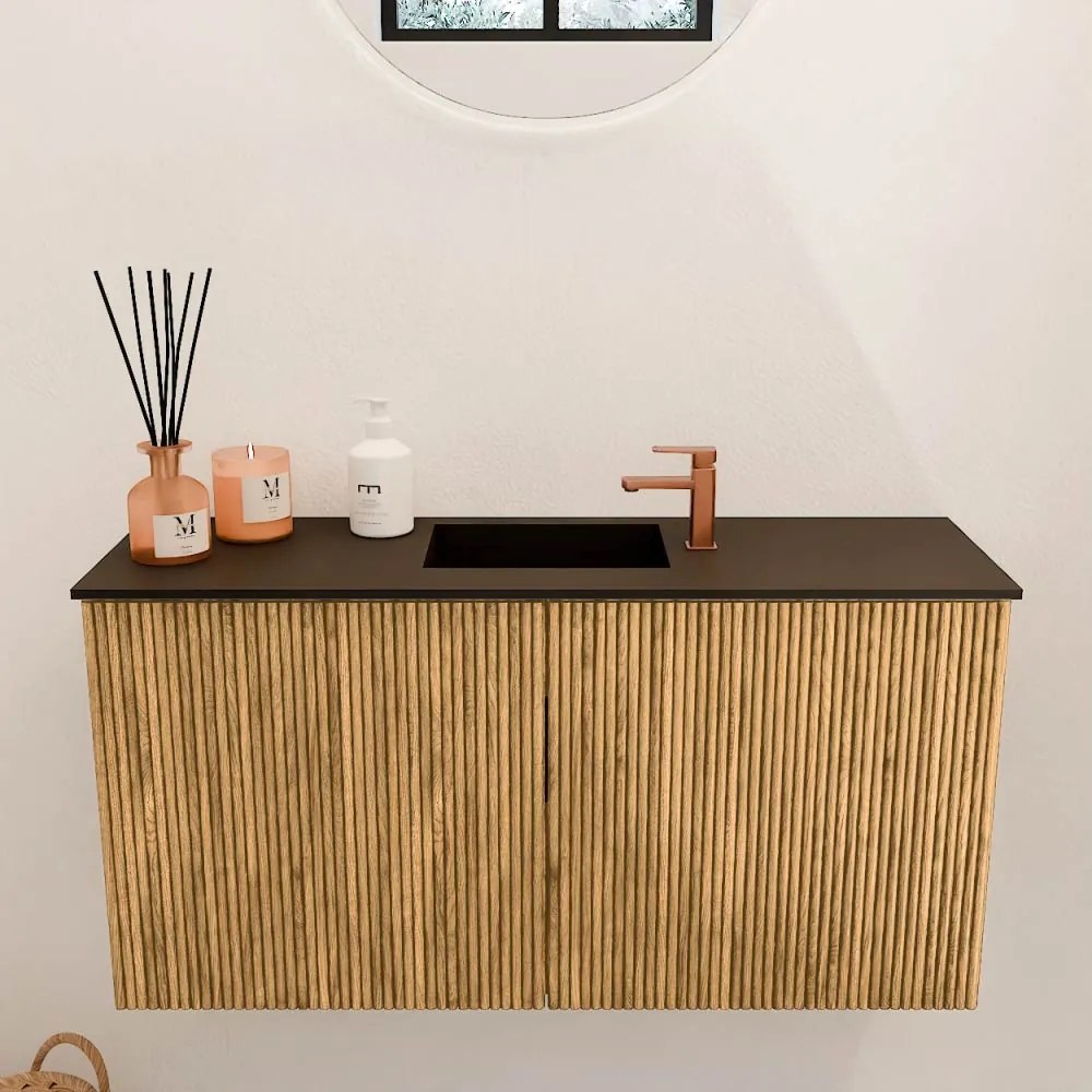 Mondiaz Joya 80cm toiletmeubel oak met wastafel faye midden 1 kraangat urban