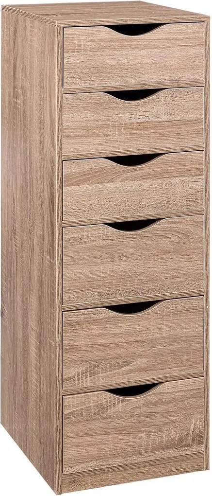 5Five Armine Ladekast - 6 Lades - Bruin Hout - 33x38x100 cm