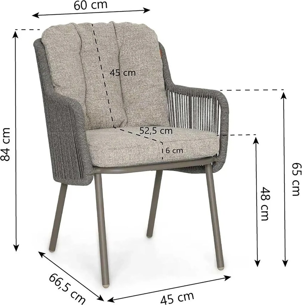 Tuinset 6 personen 240 cm Rope Taupe Santika Furniture Santika