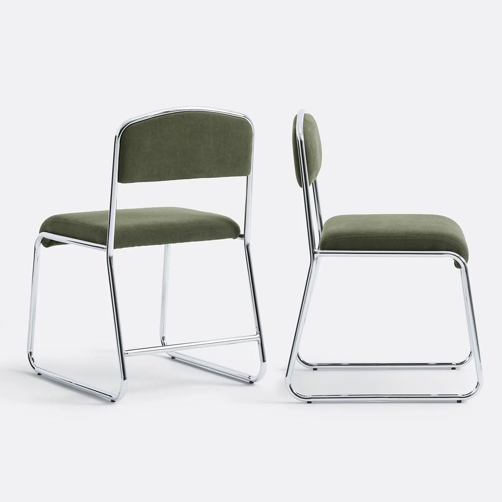 Set van 2 stoelen van chroom en stof Celestina