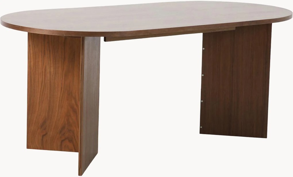 Ovale eettafel Miranda van eikenhoutfineer, 90 x 180 cm