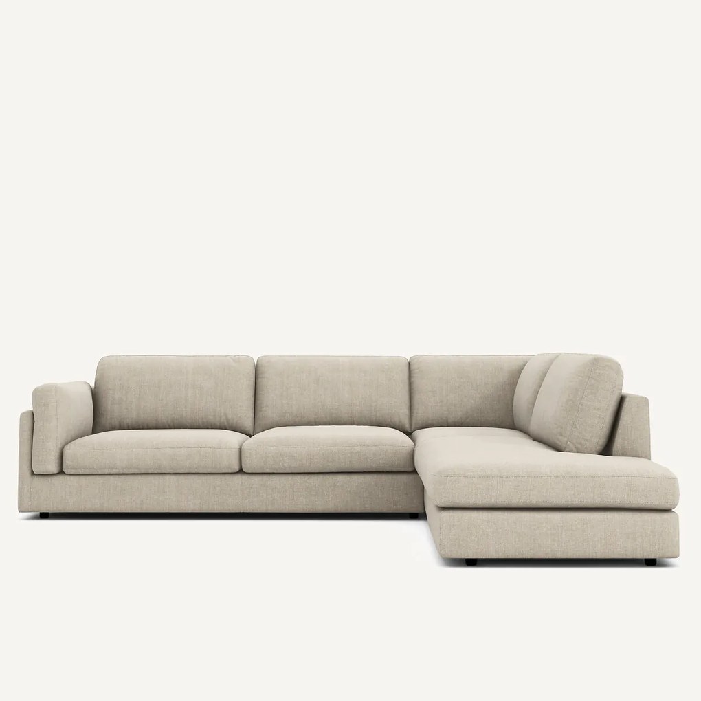 Katoenen en linnen hoekbank met longchair, César