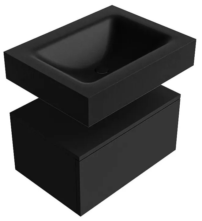 Zaro Alan badmeubel 60cm urban 1 lade met vrijhangende wastafel cloud midden 1 kraangat urban