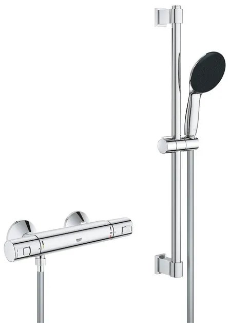 GROHE Precision Start QuickFix Doucheset - douchekraan thermostatisch - met koppelingen - met glijstangset - 60cm - met handdouche - 1 straalsoort - chroom 34597001