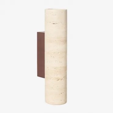 Davise Travertijn En Houten Wandlamp ↑32 Cm - Sklum