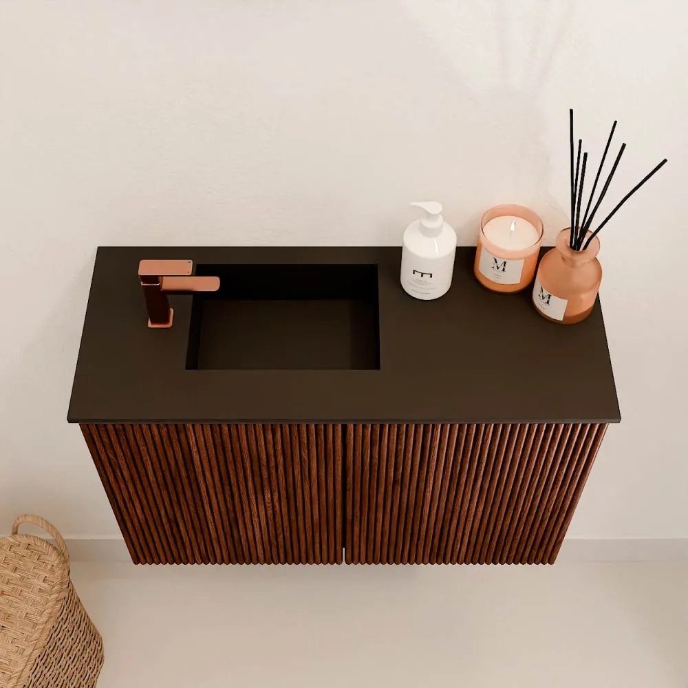 Mondiaz Joya 60cm toiletmeubel ruby met wastafel faye links 1 kraangat urban