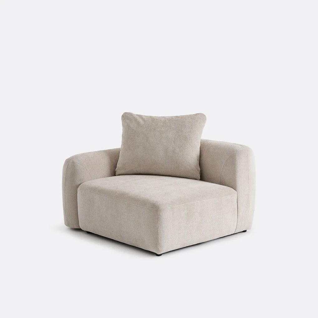 Halfzits met armleuning links voor modulaire eenheden, in jacquard chenille, AMAD