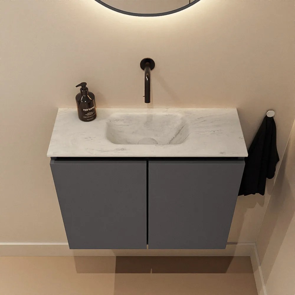 Mondiaz Ture DLux toiletmeubel 60cm dark grey met wastafel opalo midden zonder kraangat