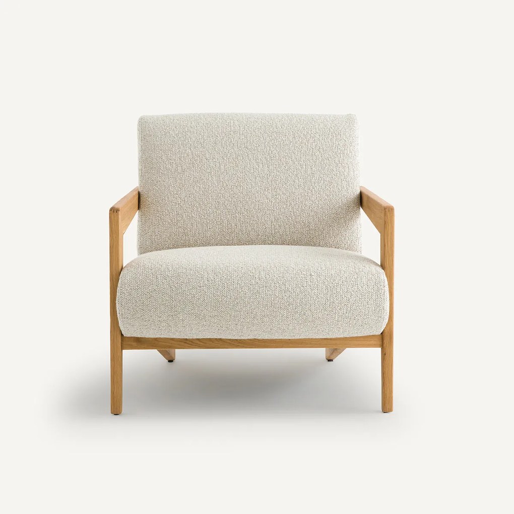 Fauteuil in massief eik en bouclette, Izag