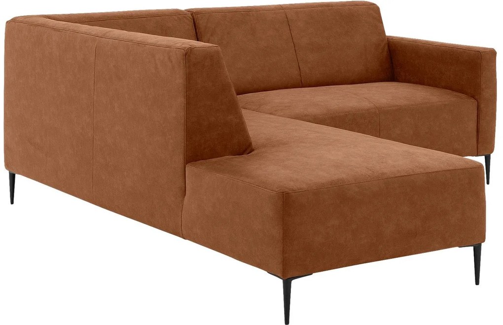 Goossens Key West cognac, micro leer, 2-zits, modern design met ligelement links