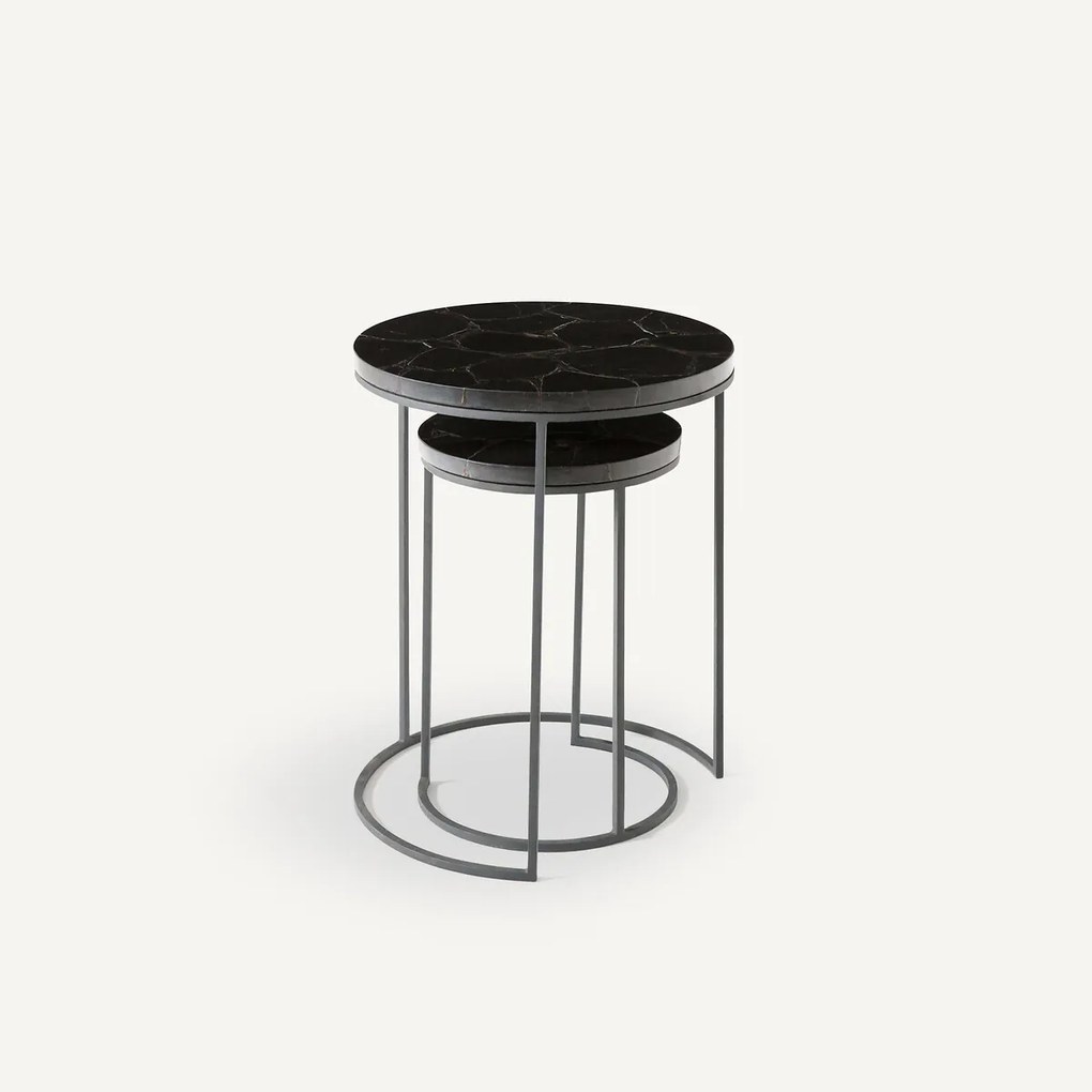 Set van 2 bijzettafels agaat Anaximène