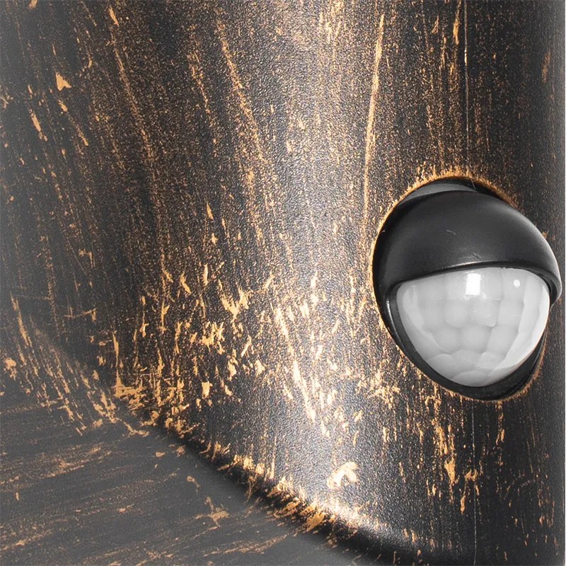 Buiten wandlamp met bewegingsmelder antiek goud IP54 met bewegingssensor - Kiki Modern E27 IP54 Buitenverlichting