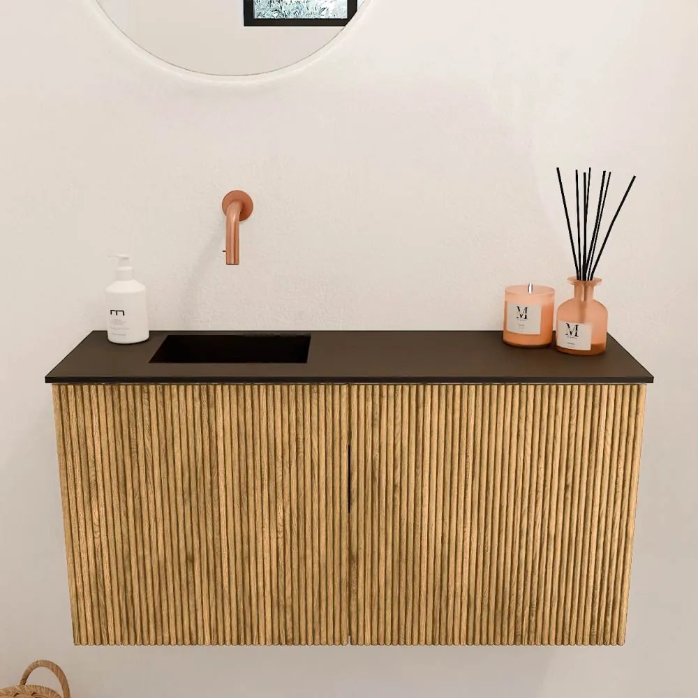 Mondiaz Joya 80cm toiletmeubel oak met wastafel faye links zonder kraangat urban