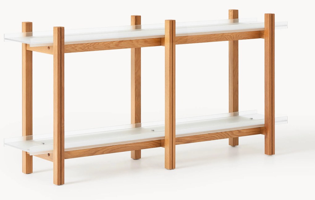 Wandrek Alex van eikenhout met glazen planken