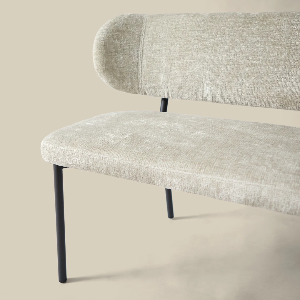 Eetkamerbank Beige Stof Met Rugleuning 155 Cm