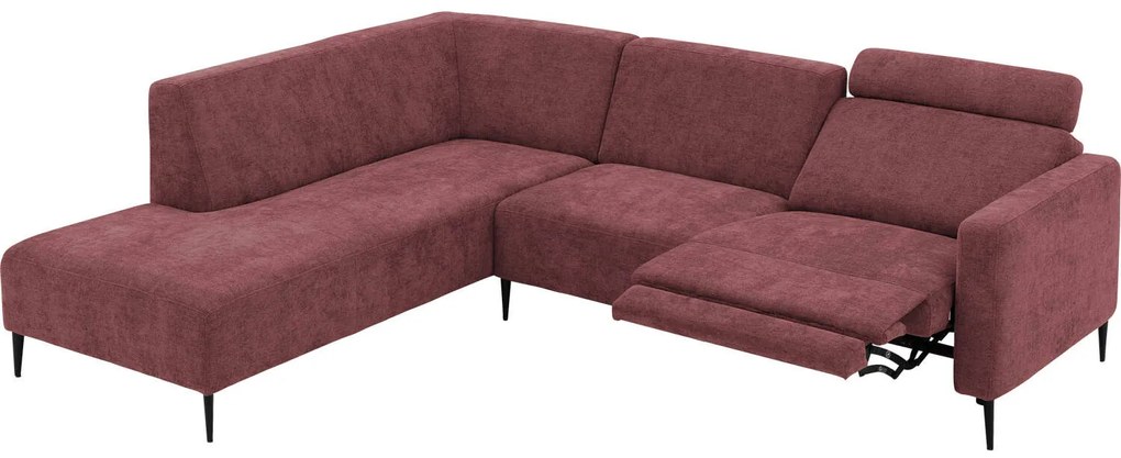 Goossens Hoekbank Tiolo Met Relaxfunctie En Hoofdsteun rood, stof, 3-zits, modern design met ligelement links