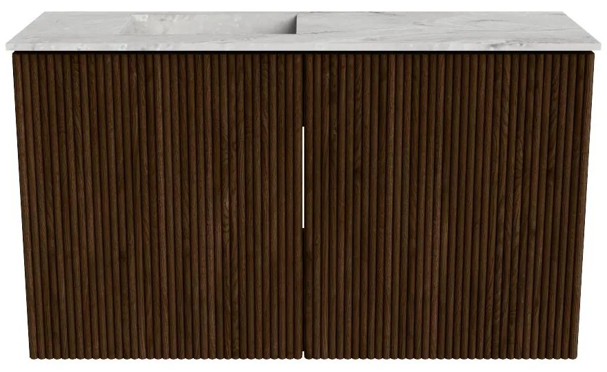 Mondiaz Joya DLux 70cm toiletmeubel walnut met wastafel faye links 1 kraangat glace