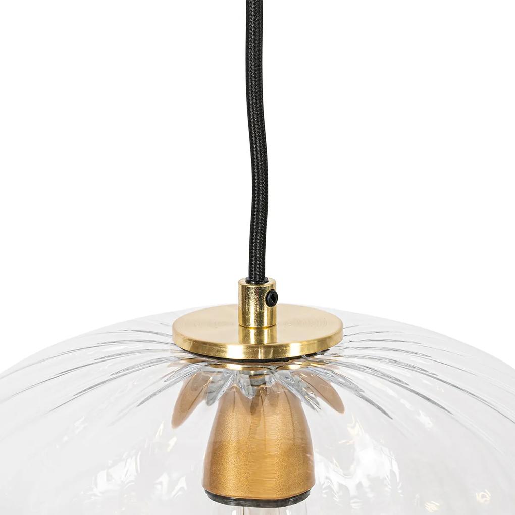 Art Deco hanglamp goud met glas rond 3-lichts - Ayesha Art Deco E27 Binnenverlichting Lamp