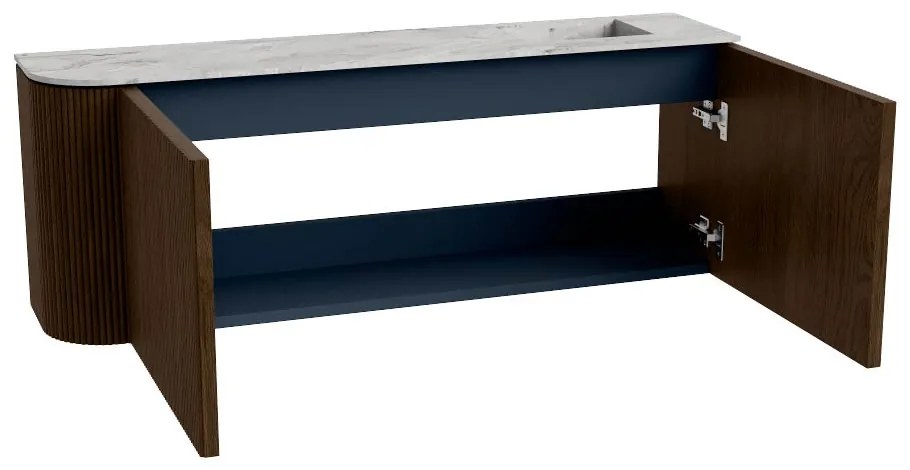 Mondiaz Joya DLux 110cm toiletmeubel ronding links walnut met wastafel faye rechts zonder kraangat glace