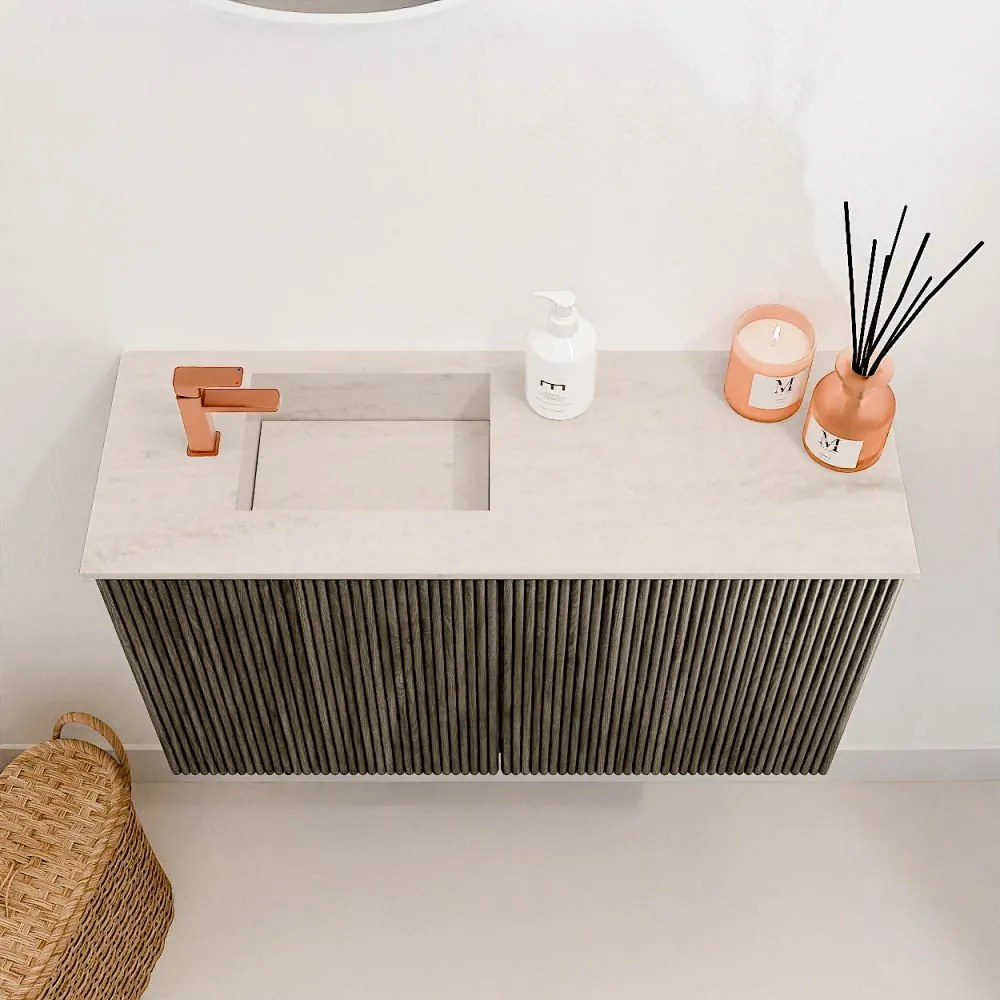 Mondiaz Joya DLux 70cm toiletmeubel shadow met wastafel faye links 1 kraangat meli