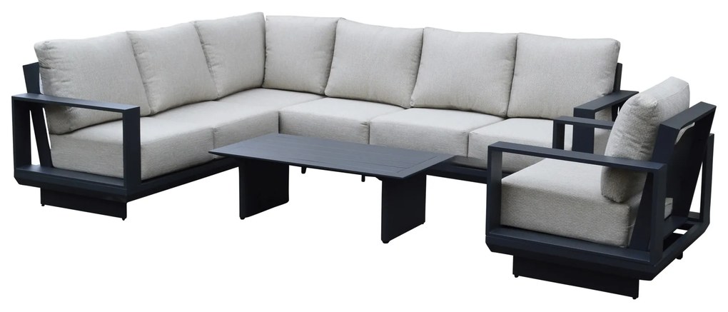 Avellino hoek loungeset 6 delig antraciet aluminium soft grey