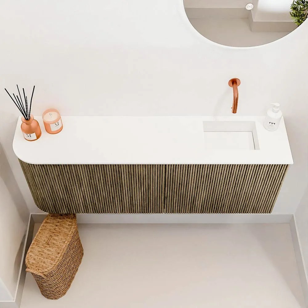 Mondiaz Joya 110cm toiletmeubel ronding links dusk met wastafel faye rechts zonder kraangat talc