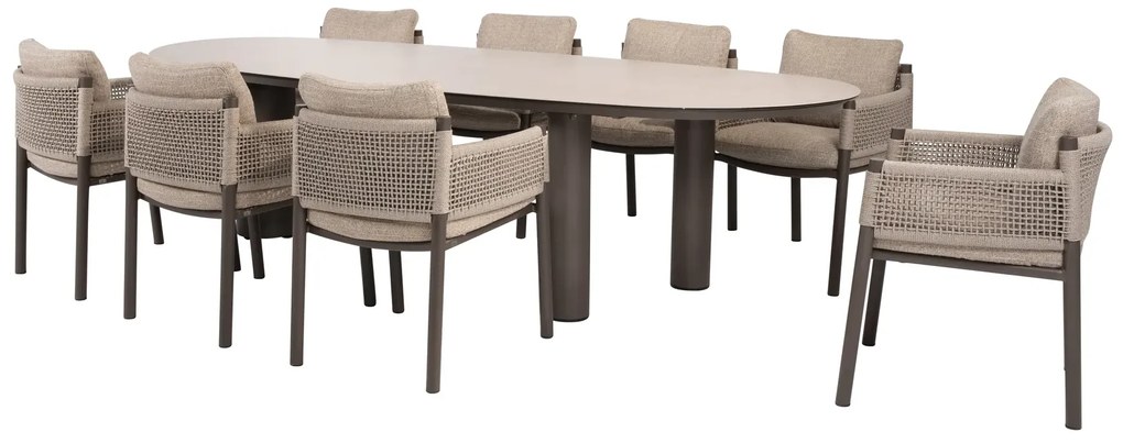 Taste by 4 Seasons Denia tuintafel terre met keramisch geprint blad in mangovorm 290 cm Tuintafel bruin weerbestendig