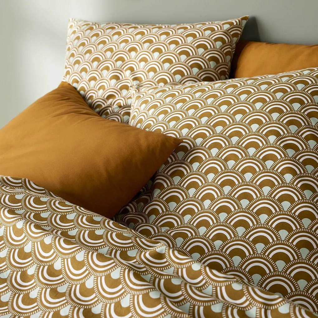Katoenen bedset, vierkant kussensloop, Caletta