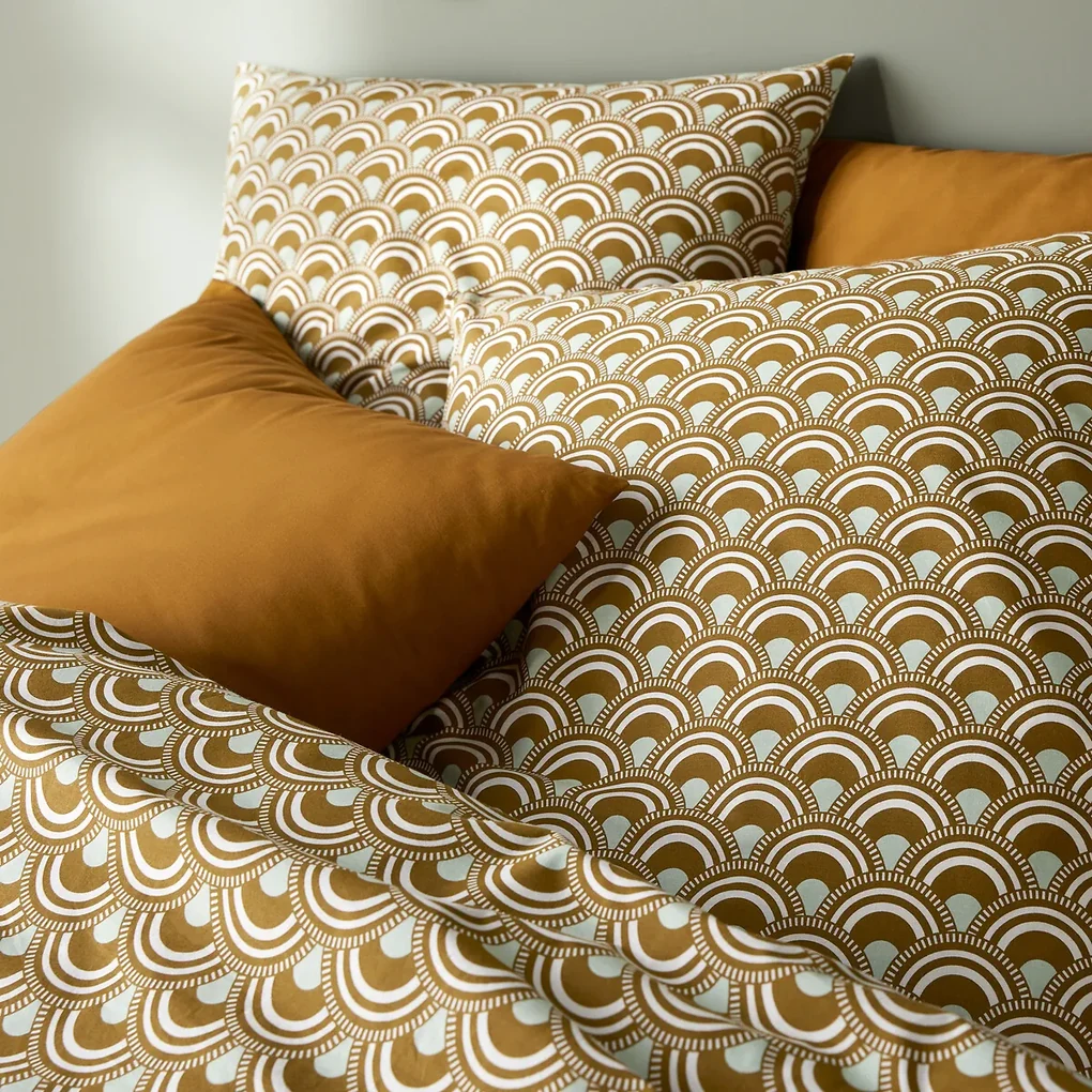 Katoenen bedset, vierkant kussensloop, Caletta