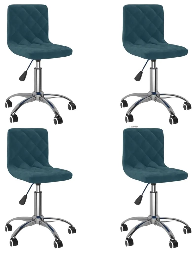 vidaXL Eetkamerstoelen draaibaar 4 st fluweel blauw