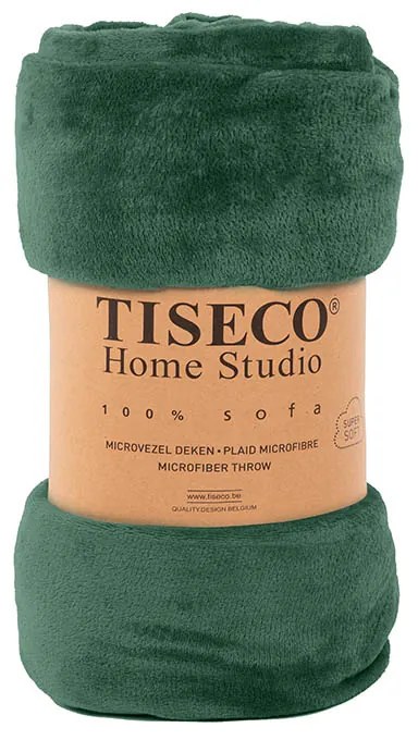 Tiseco Home Studio Cozy Velvet Plaid - Donkergroen 130 x 160