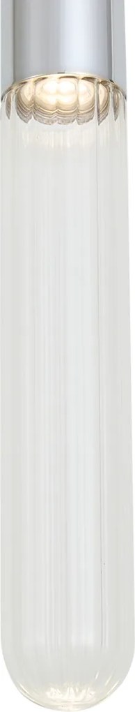 Art Deco hanglamp chrome met ribbel glas IP44 - Walcott