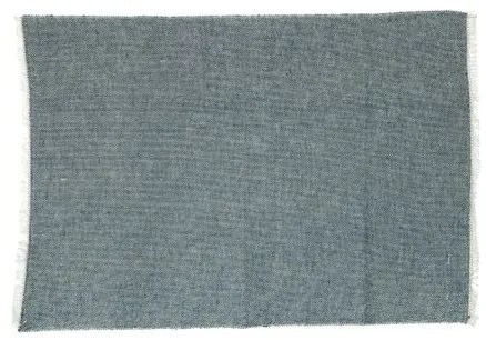 Placemat met franjes, bio-katoen, blauw