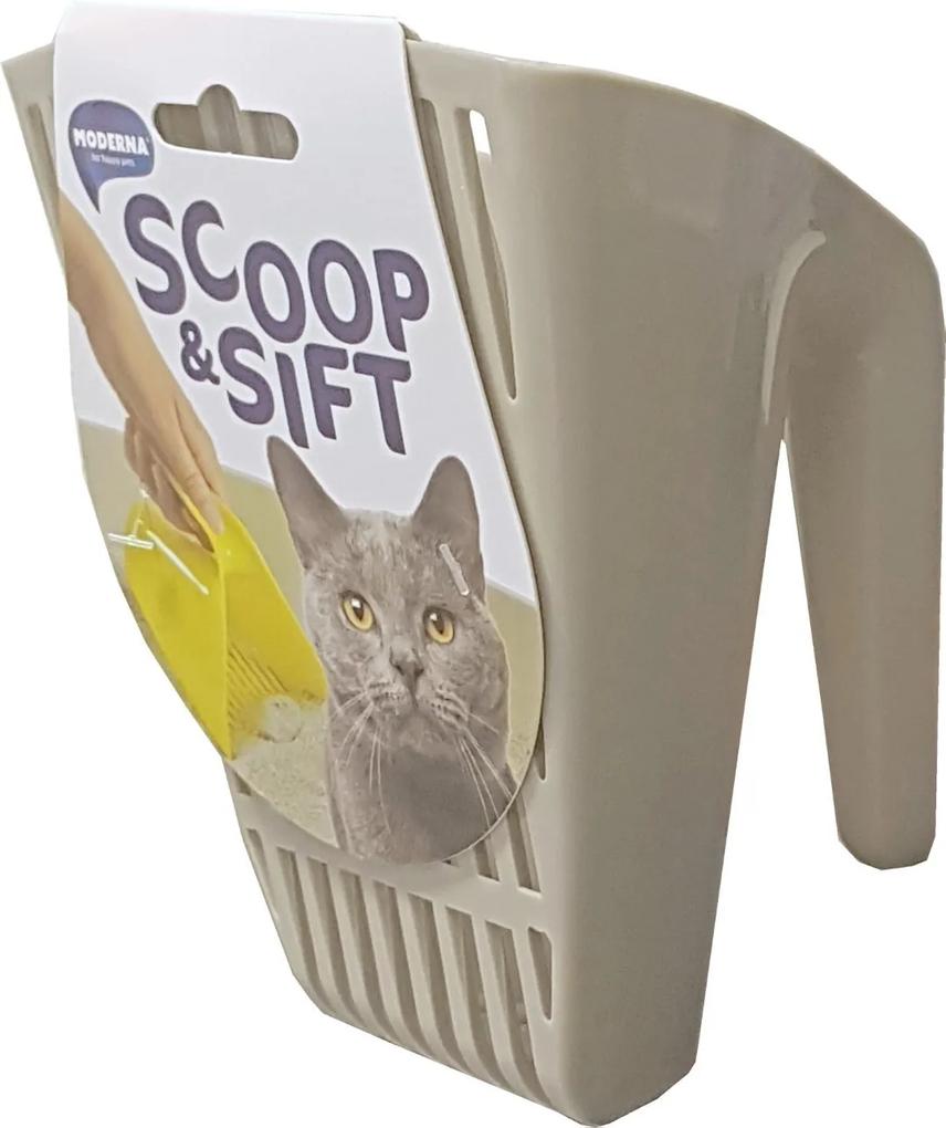 Moderna plastic kattenbakschep scoop & sift warmgrijs