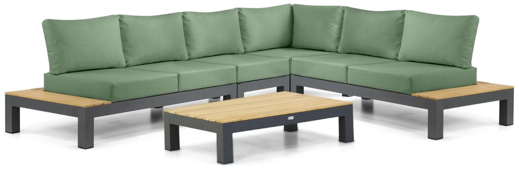 Loungeset 6 personen Aluminium/Teak Grijs Lifestyle Garden Furniture Vittoria