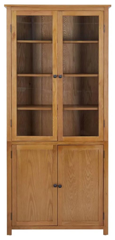 vidaXL Boekenkast met 4 deuren 90x35x200 cm massief eikenhout en glas