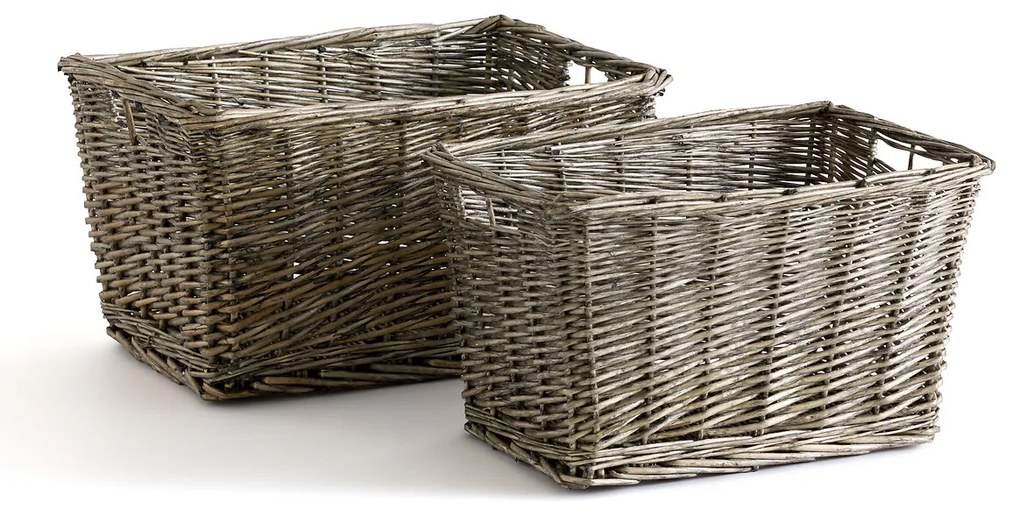 Set van 2 manden in gevlochten rotan, Semra