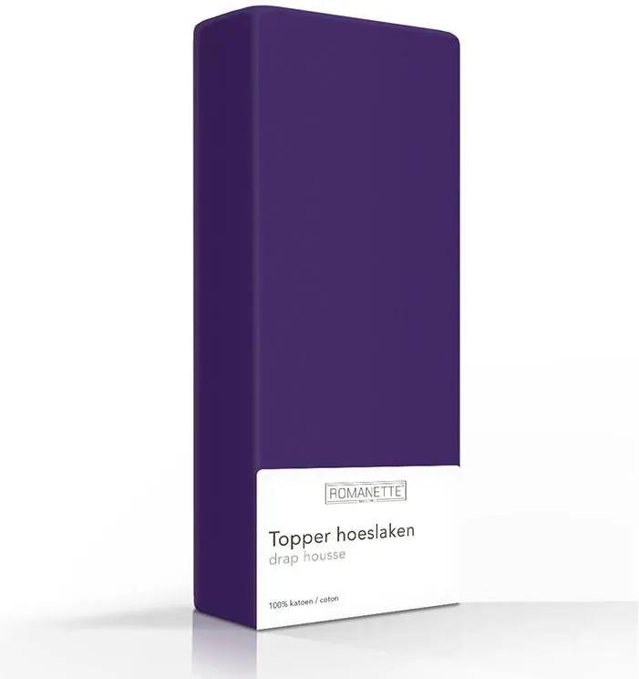 Romanette Luxe Katoenen Topper Hoeslaken - Paars 80 x 200