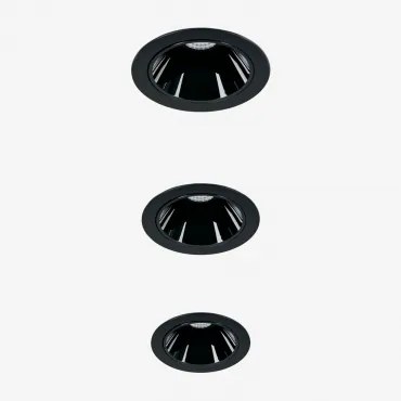 Pack Van 3 Inbouw Led-downlights Met Ronde Frames Ø8 Cm In Aluminium Luisiana Warm Wit 2700k & Zwart & 38º & 11 W - Sklum
