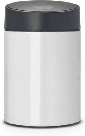 Brabantia wandafvalemmer 5 liter slide bin met kunststof binnenemmer en grey kunststof deksel white 483165