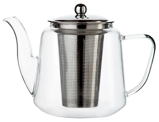 Theepot met theezeefje, recht, glas, 1,1 l