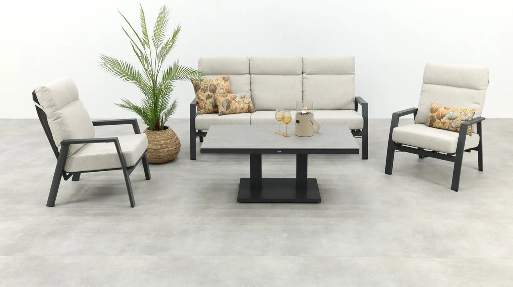 Lagos/Milford verstelbare 5-zits stoel-bank loungeset - antraciet