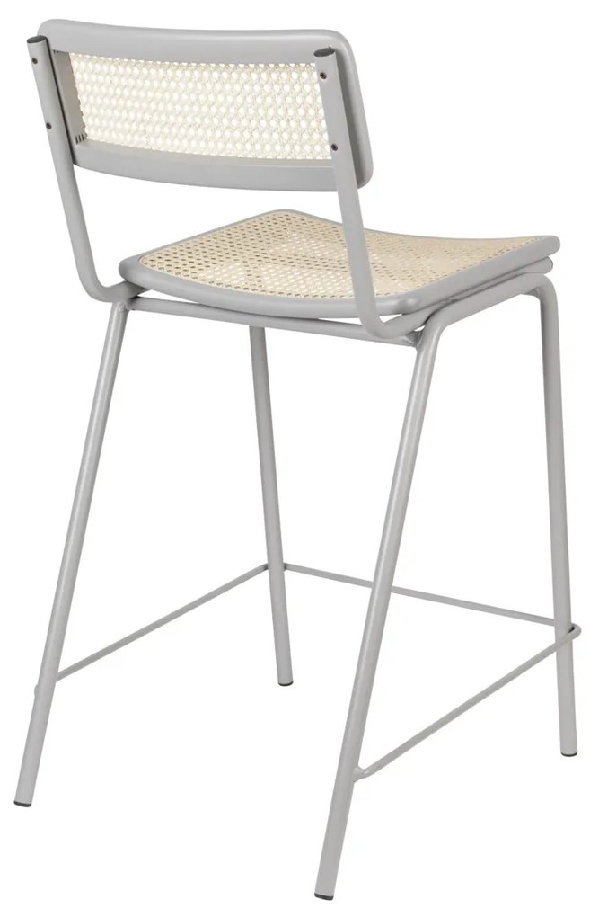 Zuiver Jort Lage Retro Barkruk Met Rotan Grijs