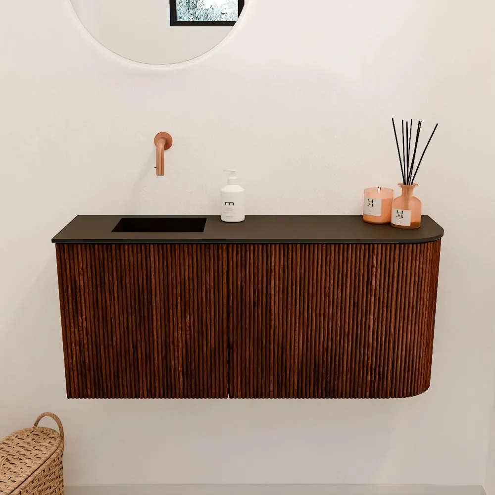 Commode Ronding Inkomhal Mondiaz Joya 90cm toiletmeubel ronding rechts ruby met wastafel faye ...