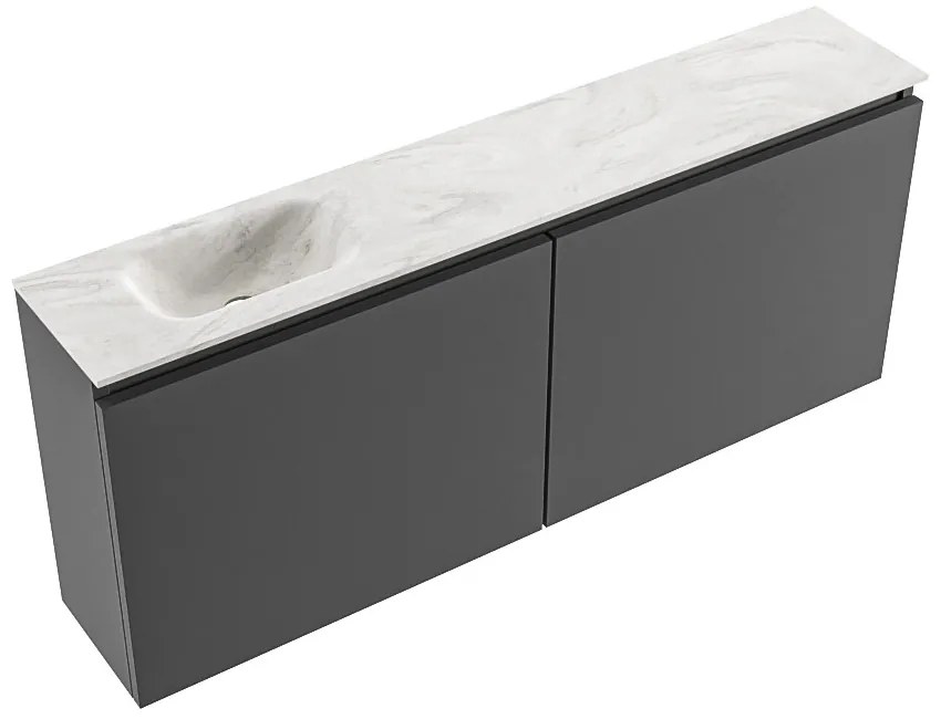 Mondiaz Ture DLux toiletmeubel 120cm dark grey met wastafel ostra links zonder kraangat